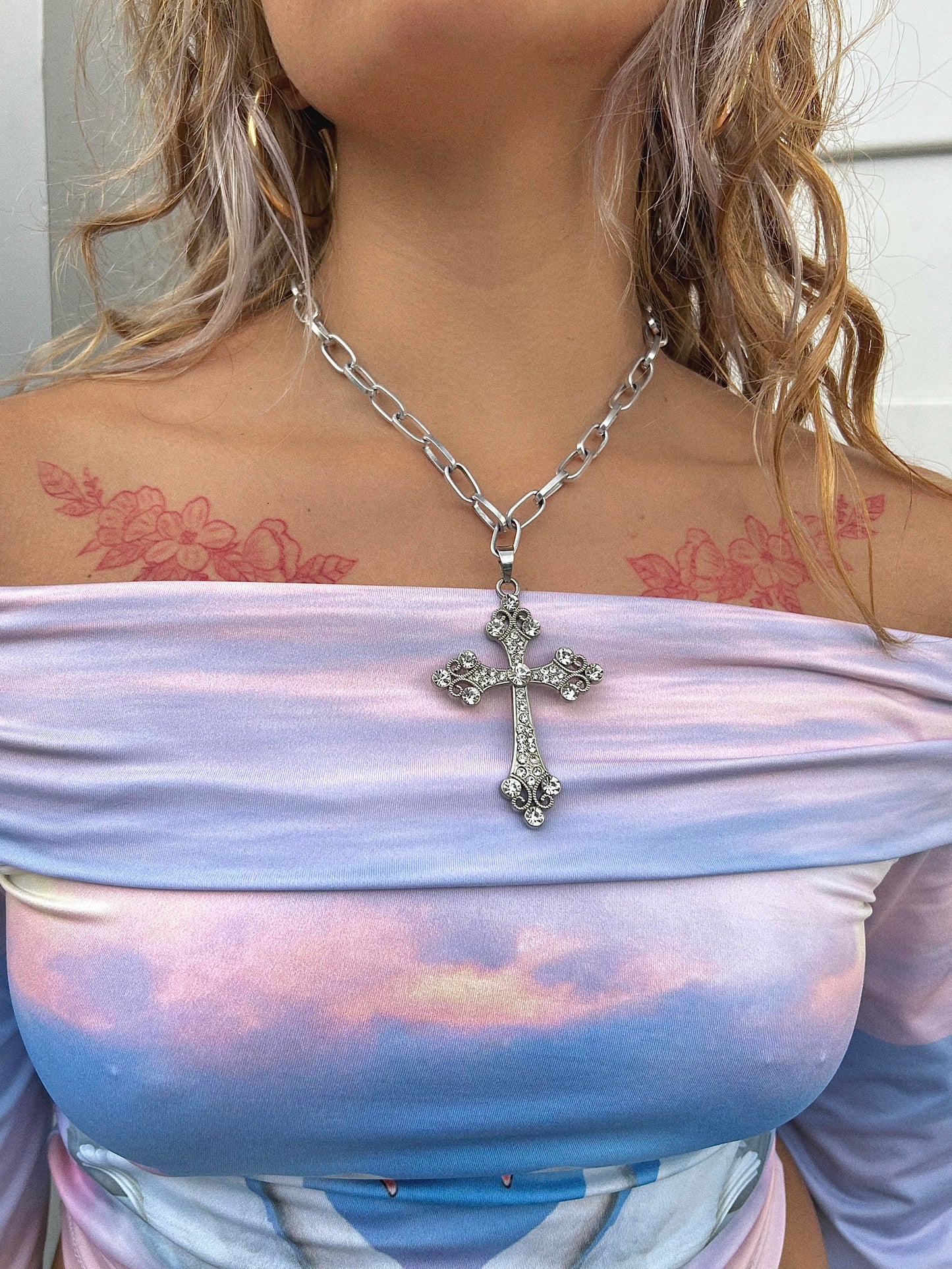 SILVER CROSS CHAIN